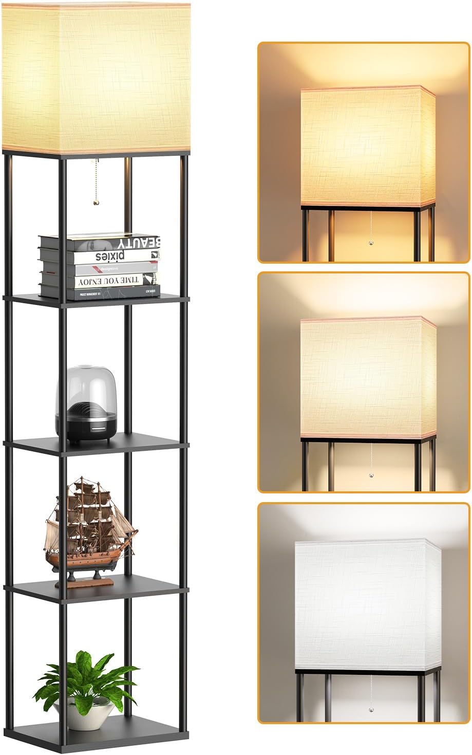 Floor Lamp with Shelves for Living Room