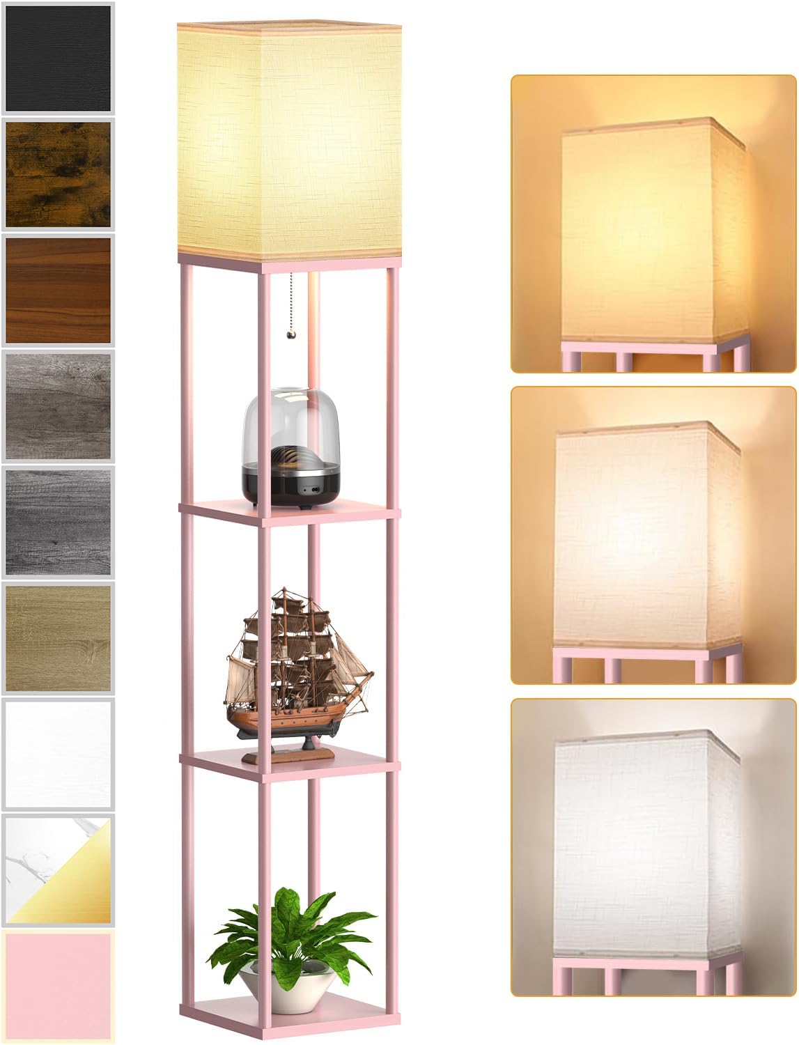 Floor Lamp with Shelves for Living Room