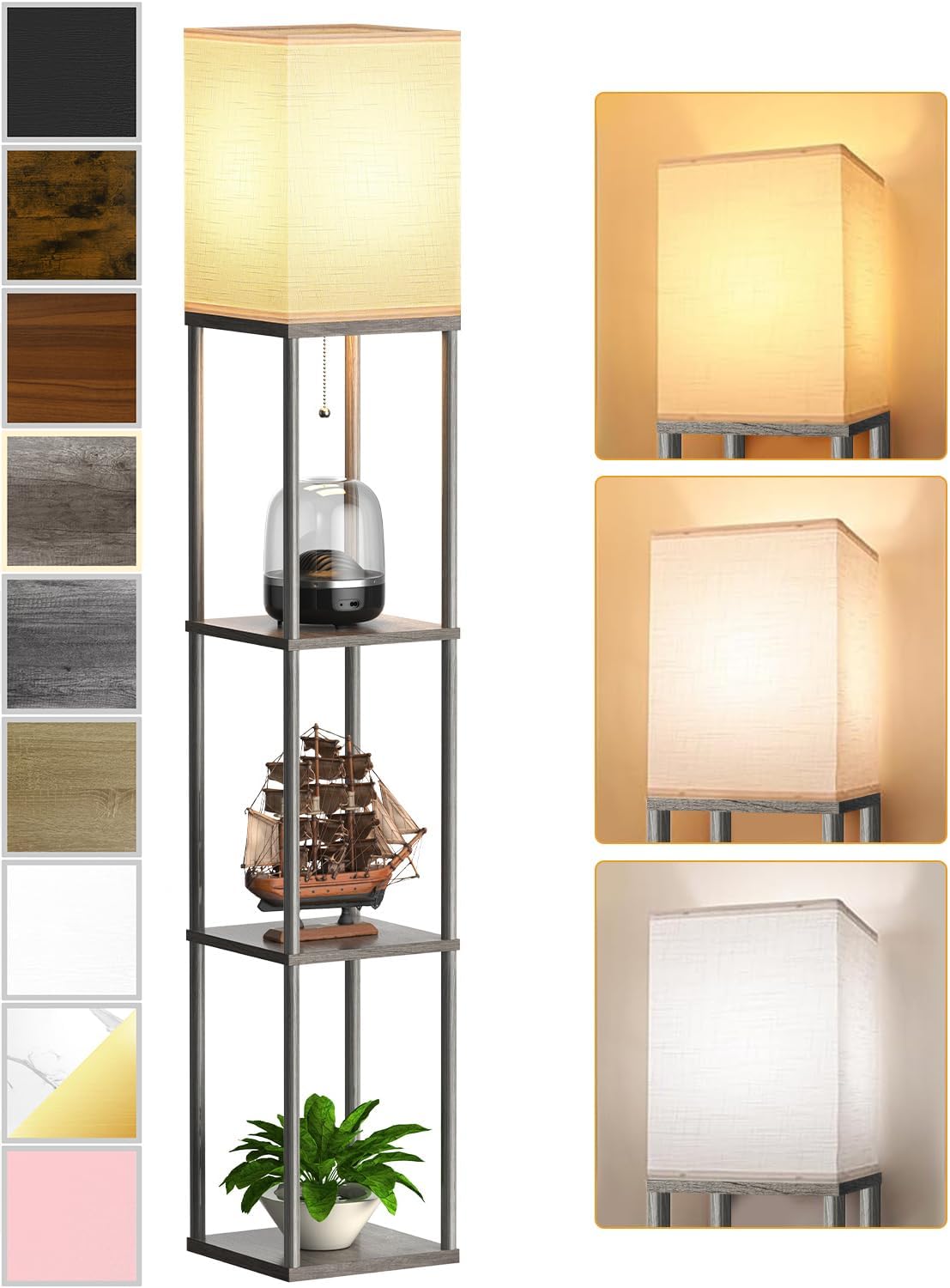 Floor Lamp with Shelves for Living Room