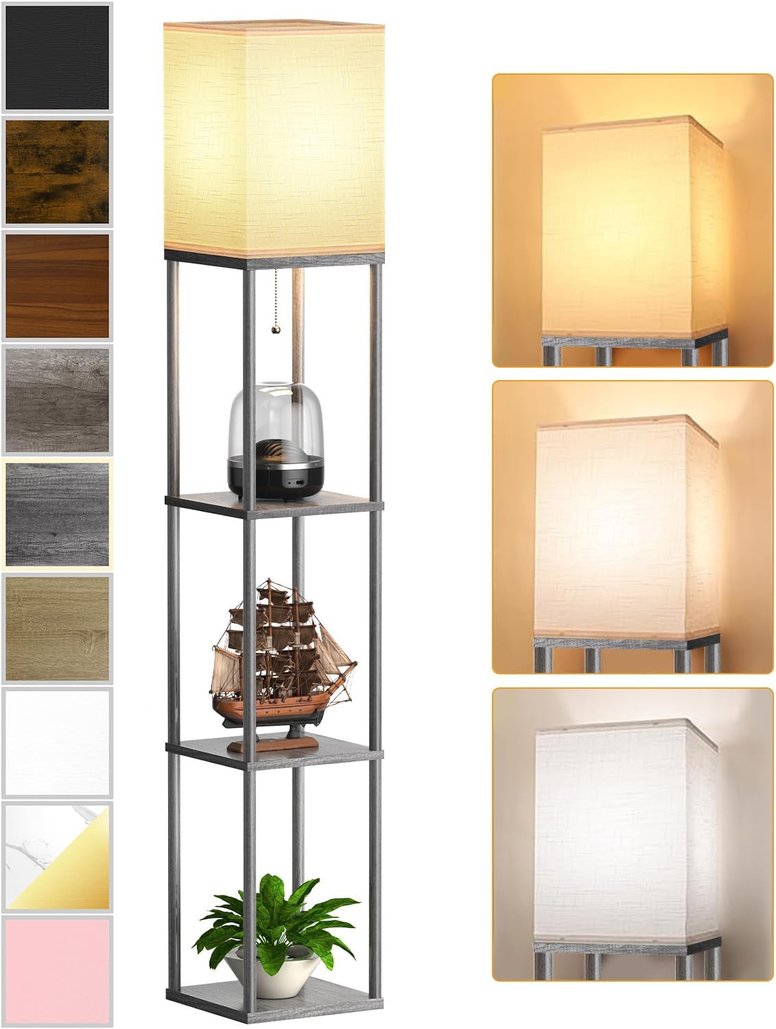 Floor Lamp with Shelves for Living Room