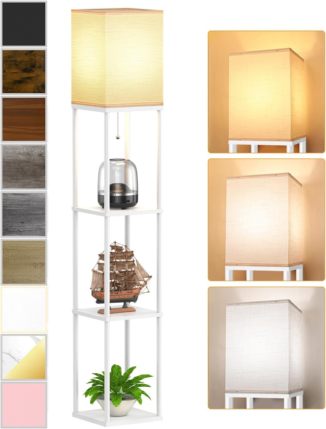 Floor Lamp with Shelves for Living Room