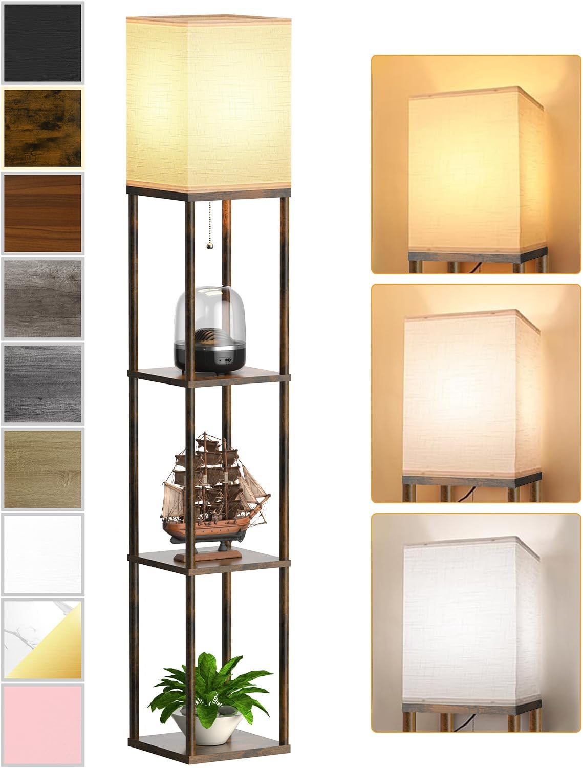 Floor Lamp with Shelves for Living Room