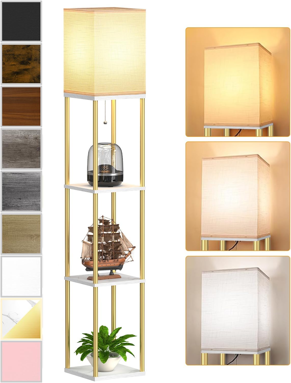 Floor Lamp with Shelves for Living Room