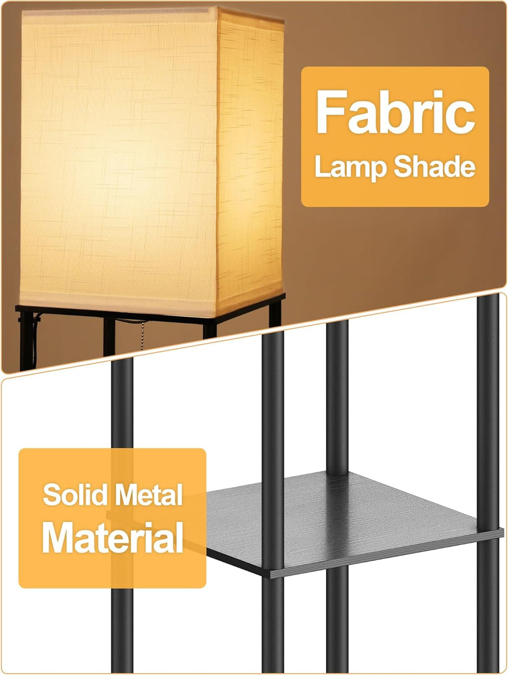 Floor Lamp with Shelves for Living Room