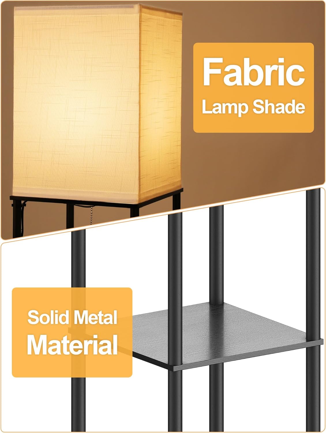 Floor Lamp with Shelves for Living Room