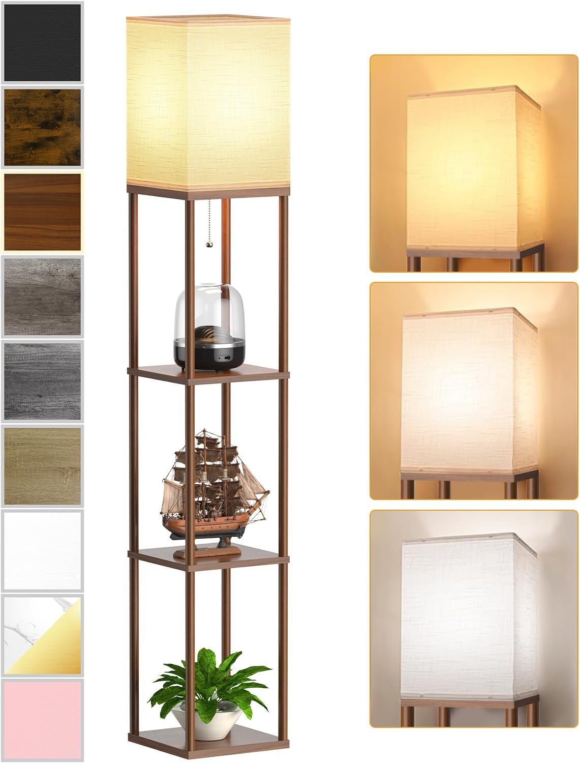 Floor Lamp with Shelves for Living Room