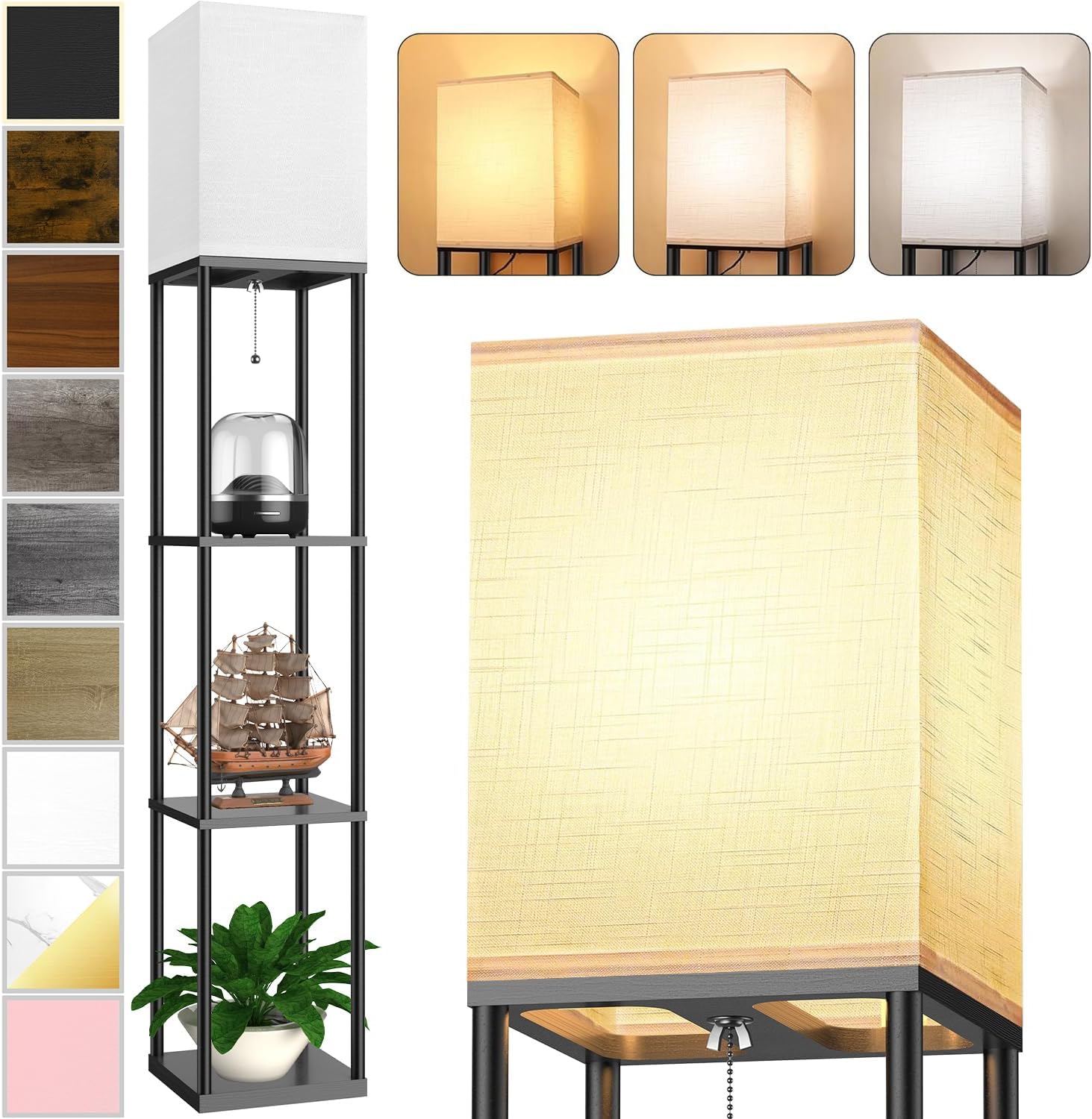 Floor Lamp with Shelves for Living Room