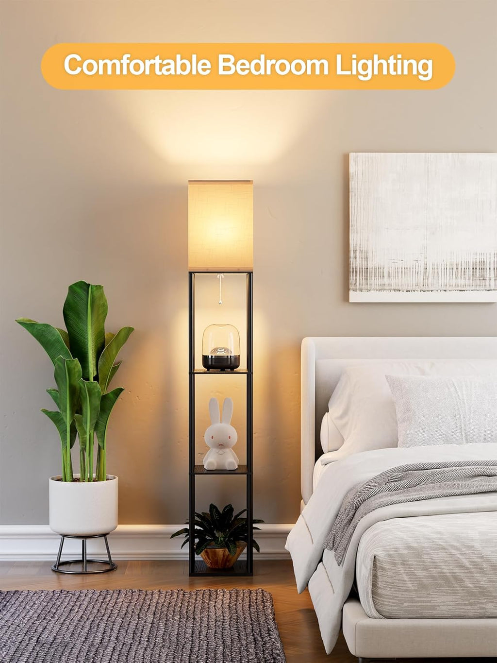 Floor Lamp with Shelves for Living Room