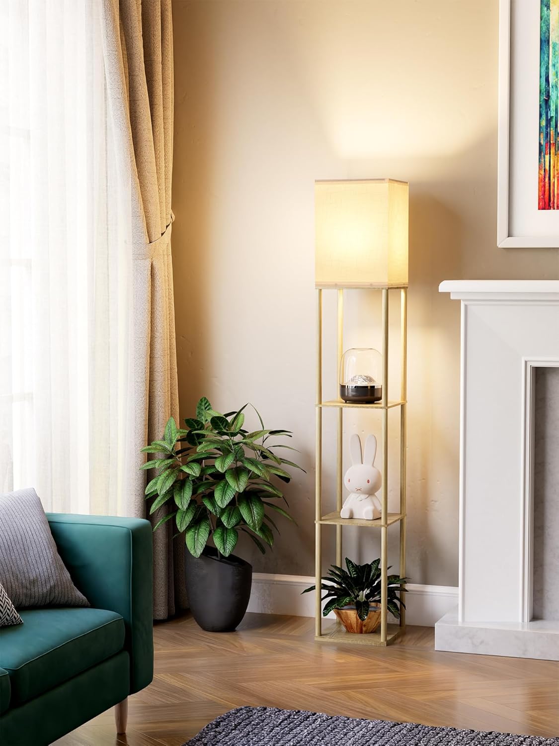Floor Lamp with Shelves for Living Room