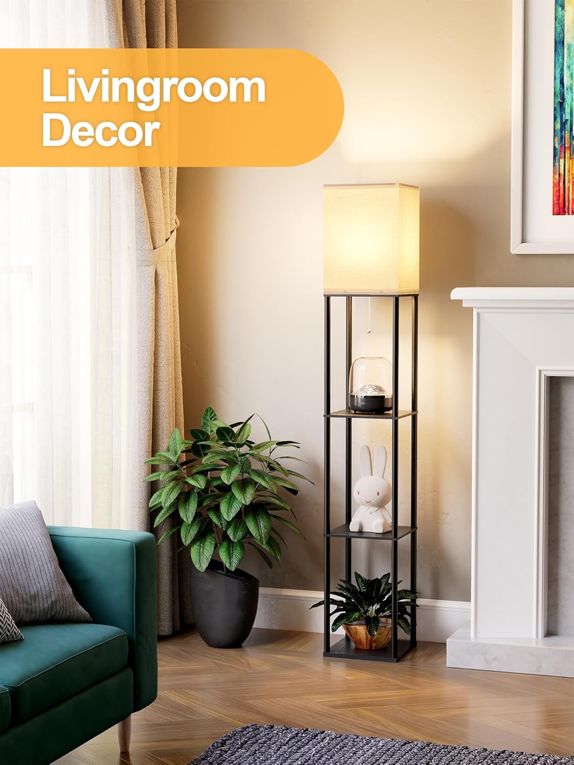 Floor Lamp with Shelves for Living Room